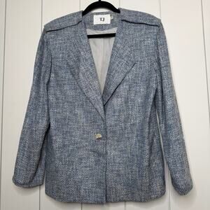 Vintage 90s Silk Blend Tweed Blazer Blue Tan Fleck USA